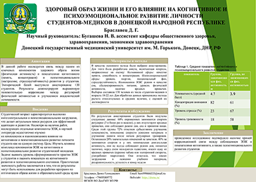 Браславец Д.Г. Здоровый образ жизни и его влияние на когнитивное и психоэмоциональное развитие личности студентов-медиков в Донецкой народной республике